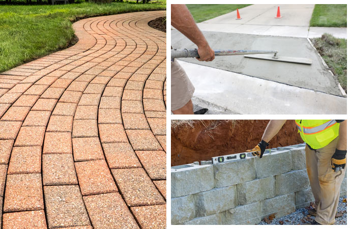 Concrete repair services for sidewalks, driveways, and retaining walls.